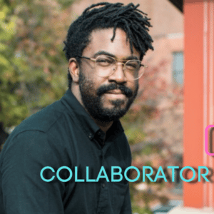 A headshot of Darryl Holliday with blue and pink text at the bottom that reads, "Collaborator Q+A."