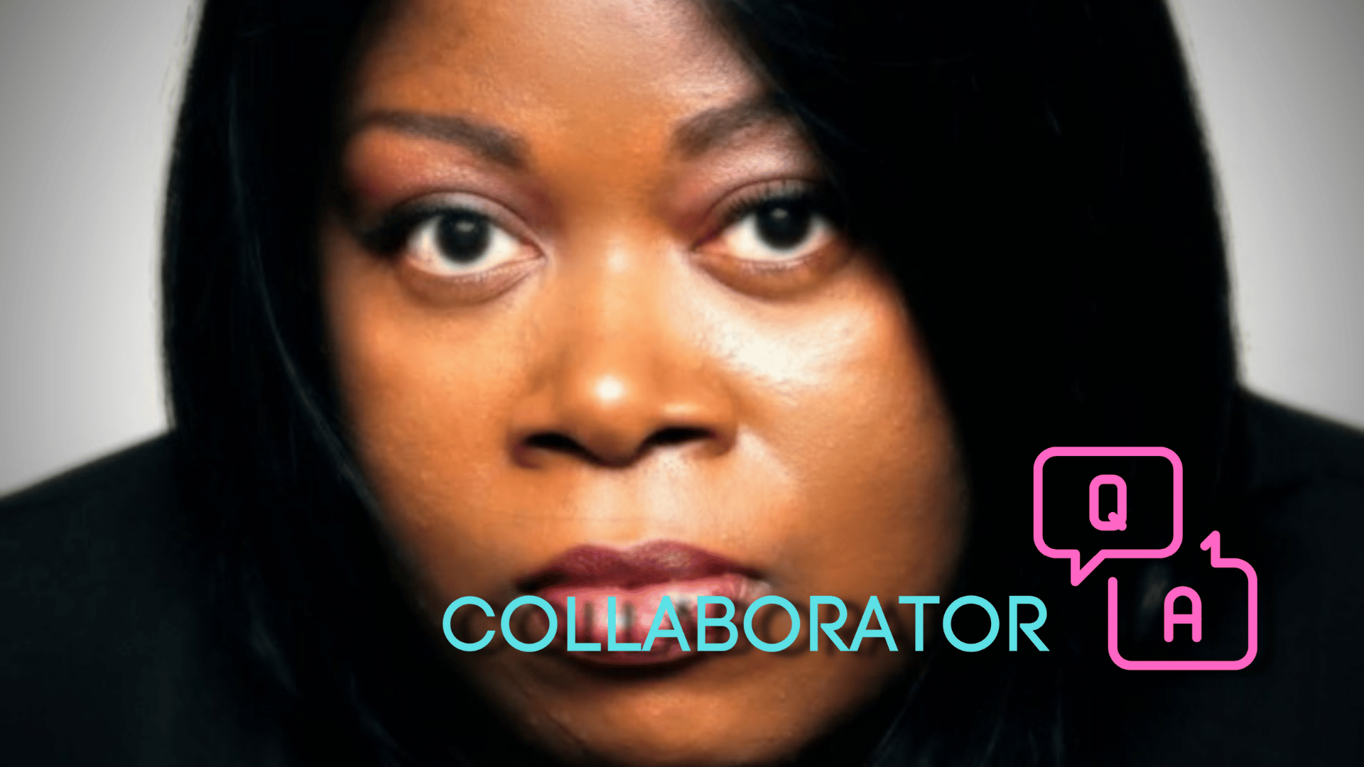 A headshot of Ju-Don Marshall behind blue and pink text that reads, "Collaborator Q+A."